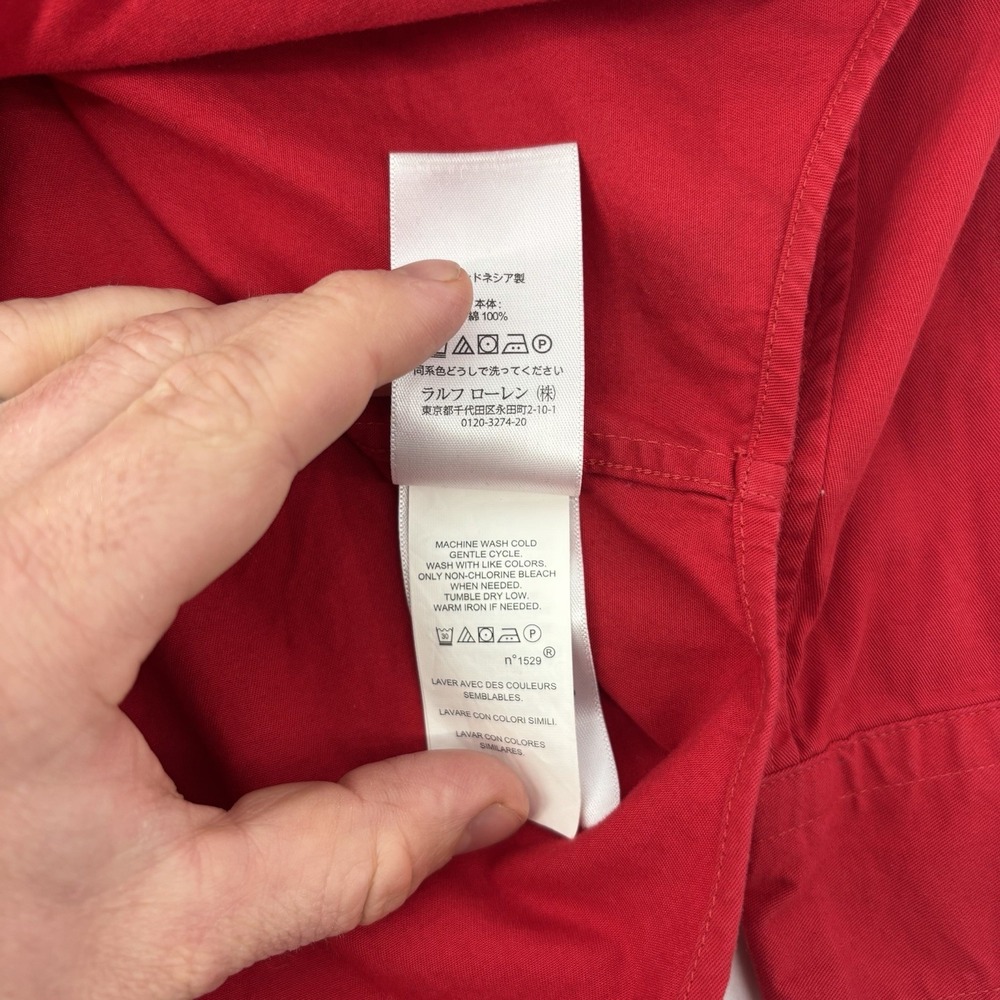 Ralph Lauren Red Button Up Dress Shirt Boys XL 18-20 Long Sleeve Pony Logo - Picture 5 of 8